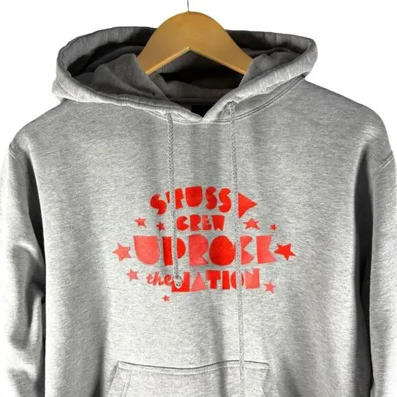 Stussy Vintage 90’s Uprock The Nation Hooded Sweatshirt Men’s S - Streetwear Emo - Picture 9 of 15